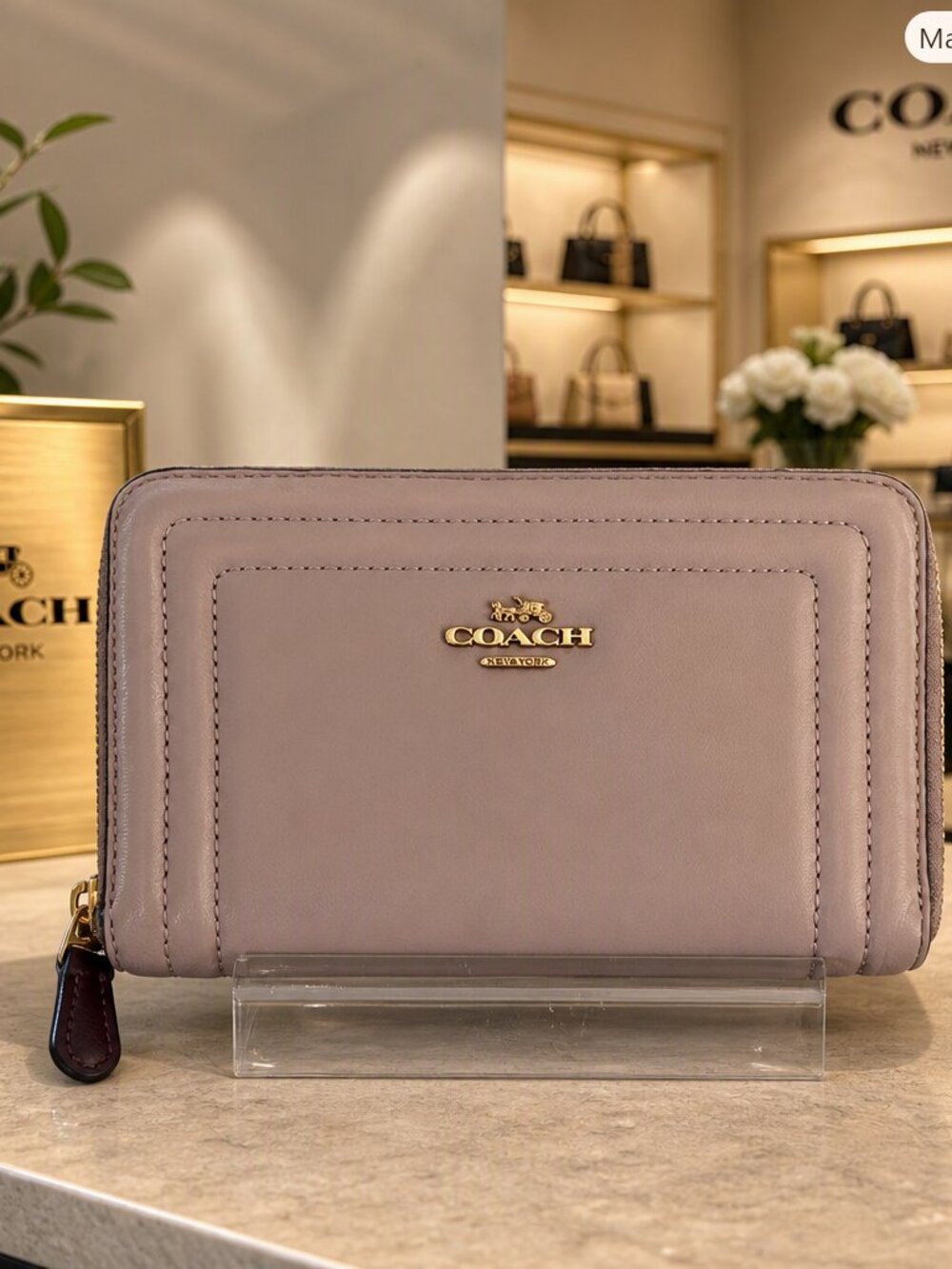 Coach Medium Zip Quilted Border Wallet NWOT